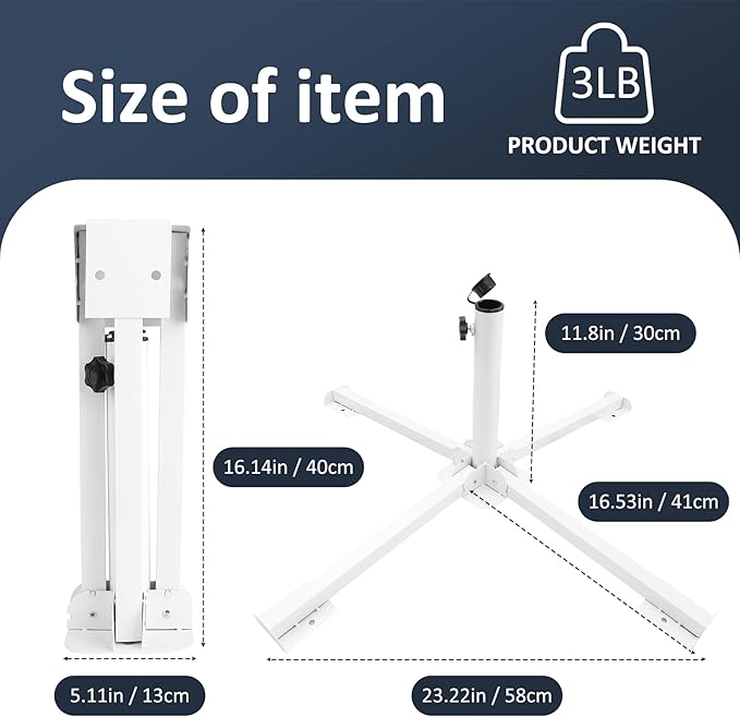 Umbrella Stand Fit 6 7 8 Feet Sunshade 1.0"-1.42" Inch Pole for 6 ft Parasol Portable Storage Beach Umbrella Stand Umbrella Base Holder,White