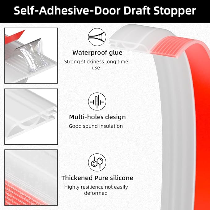Door Draft Stopper for Bottom of Door, Adjustable Weather Stripping Door Seal for Cold Insulation, Under Door Sweep for Exterior & Interior Doors, Door Bottom Seal Blocker Noise (39inch,Transparent)