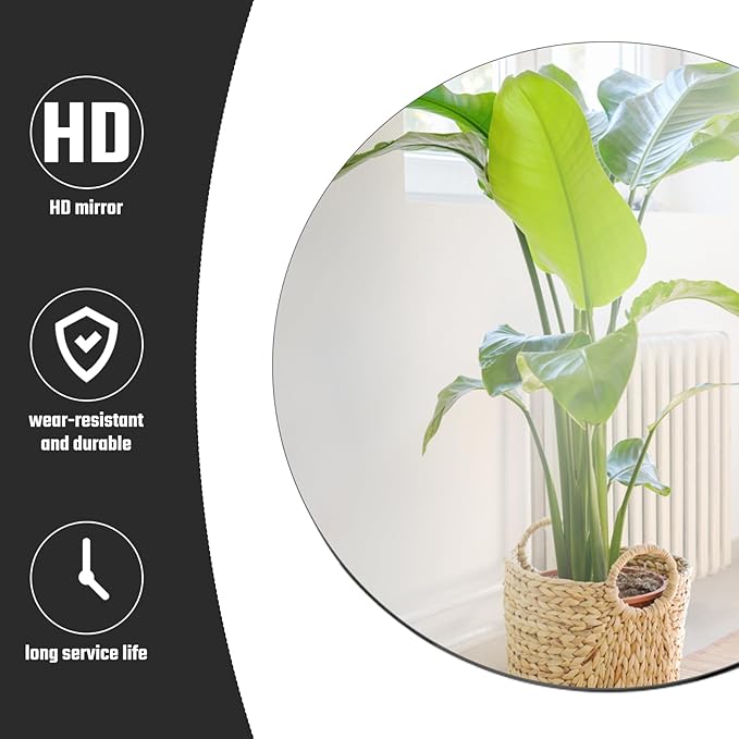 Seelenruhe 10" Round Mirrors for Centerpieces for Tables, Round Mirrors Trays Plates for Centerpieces, Wedding Decorations, Baby Shower Party, Christmas Decorations, 2mm, 12 PCS