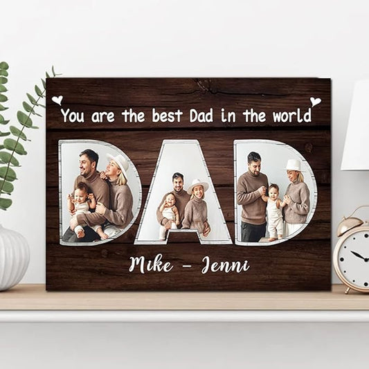 Personalized Daddy Canvas Prame - You Are The Best Dad In The World Wall Art, Father's Day Gift, Custom Photo Collage, Birthday Gift for Daddy, Father's Day Canvas Print