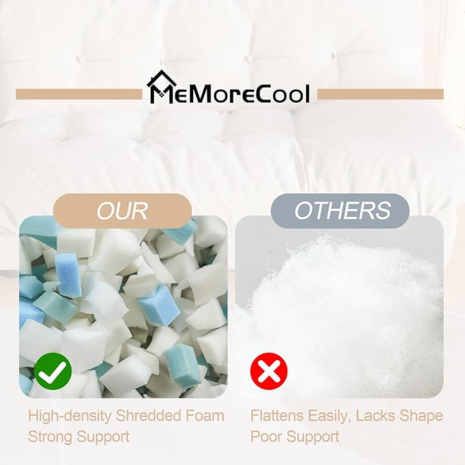 MeMoreCool Stuffed Round Pouf Ottoman Foot Rest, Floor Pouf Foot Stool with Soft Foam Chunk Filling, Small Round Ottoman Footstool Circle Footrest for Living Room, Dark Grey