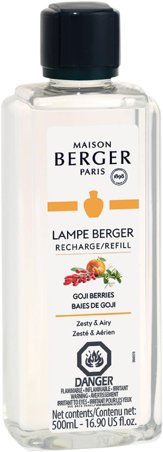 Maison Berger - Goji Berries - Lampe Berger Fragrance Refill Oil for Home Diffusers - Luxury Air Freshener with Citrus, Honeysuckle & Goji Berry Notes - 16.9 Fl Oz (500ml)