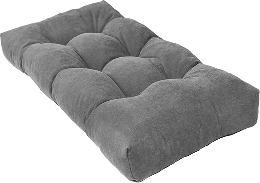 Bench Cushion 36 Inch - Chenille Fabric, High-Density Foam, Non-Slip Bottom, Soft Durable Indoor Tufted Long Seat Cushion for Window Garden Furniture (Gray, 36x14x4 Inch)