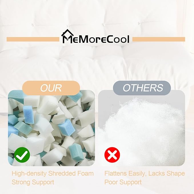 MeMoreCool Stuffed Round Pouf Ottoman Foot Rest, Floor Pouf Foot Stool with Soft Foam Chunk Filling, Small Round Ottoman Footstool Circle Footrest for Living Room, Light Coffee