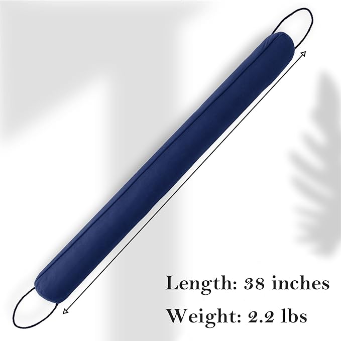 Sunolga 38" Door Draft Stopper Blocks Hot Cold Air with Removable Washable Cover for Gaps Up to 3", All-Season Noise and Wind Seal for The Bottom of Door and Window, Blue