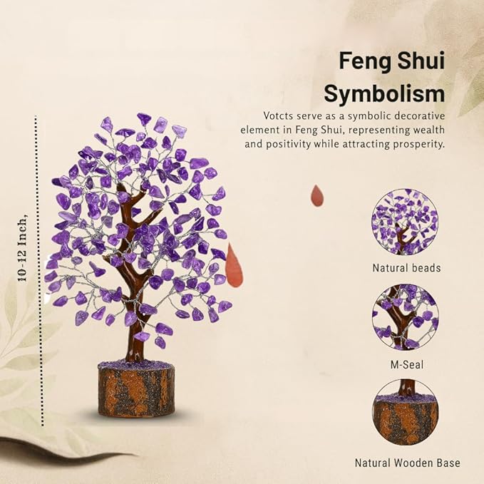 Amethyst Crystal Tree of Life - Handmade Healing Bonsai Purple Tree for Home and Office Decor, Positive Energy and Good Luck, Ideal for Christmas Decor and Birthday Gifts for Women, Men