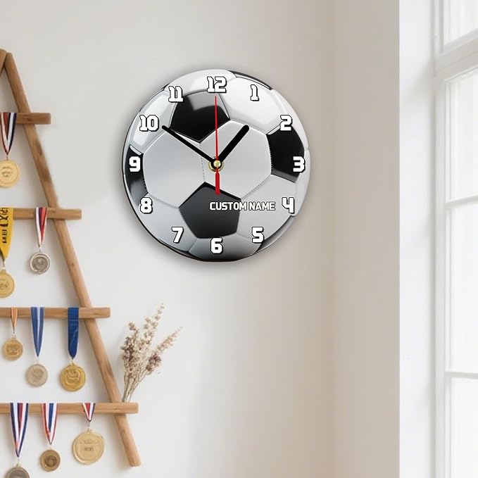 Personalized Clocks with Name Custom Basketball Wall Clock for Home Decoration Fathers Day Dad Gifts Birthday Christmas Creative Clock Customized Gift for Men Women Bedroom Living Room Decor