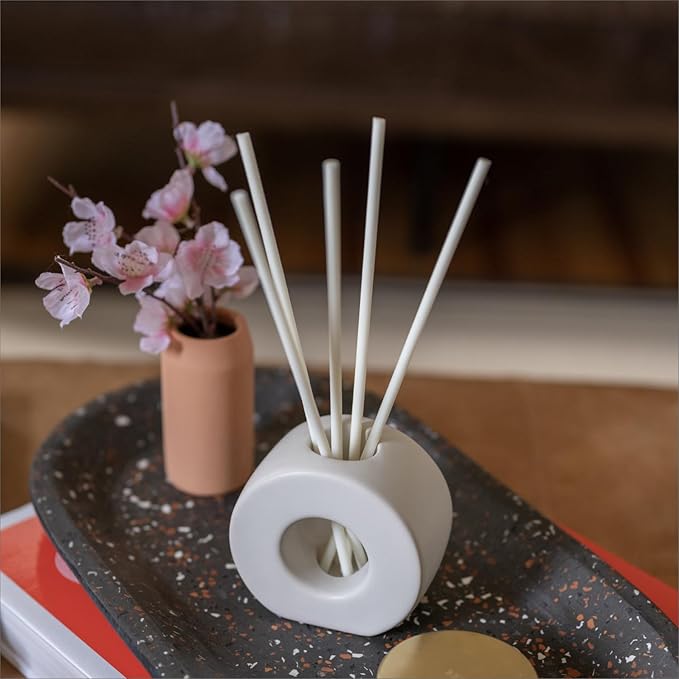 ScentAir Infused Liquidless Reeds | Includes 25 Flameless Reeds and 1 Decorative Vase, White | Essential Oil Aroma Diffuser Sticks | Fresh Spa Scents | Gifting Fragrance | Golden Bamboo