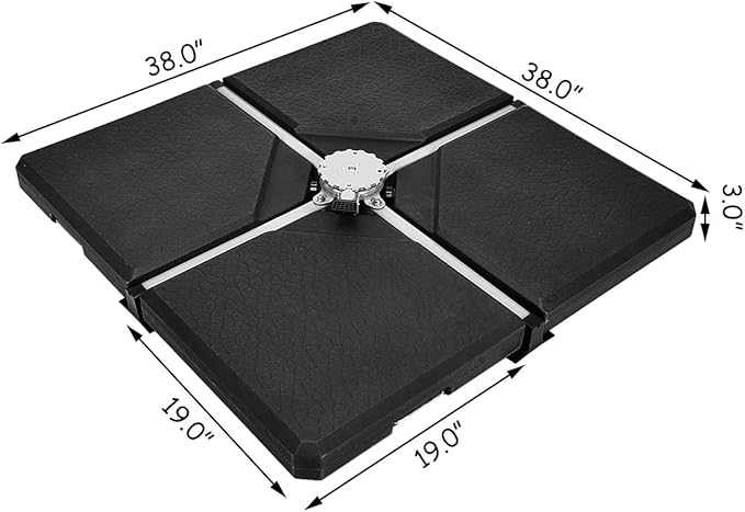 Tangkula 4PCS Patio Cantilever Offset Umbrella Base Weight Stand, 238lbs Square Shaped Sand/Water Filled Weight, 4-Piece Outdoor Umbrella Base Plate w/Heavy Duty Plastic, 38" x 38" Umbrella Base