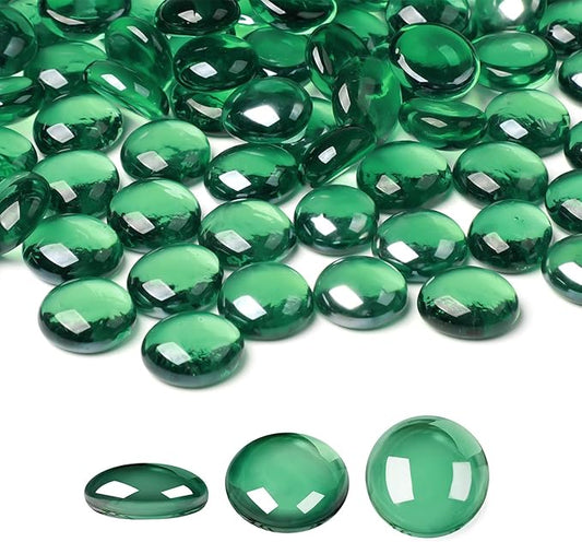 SUREAM Green Marbles for Vase Filler, 1 LB Green Glass Beads, Flat Beads for Tank, Aquarium, Crafting, Candle Holder, Indoor Outdoor Decor