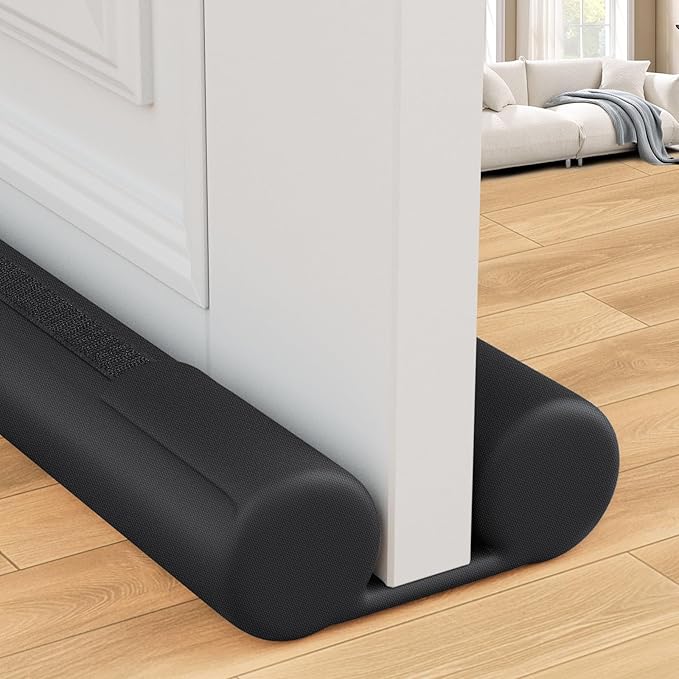 Under Door Draft Stopper for Bottom of Door, Weather Stripping Door Seal, Covers Gap Up to 2.36", Adjustable Door Sweep for Interior Doors and exterior Cold Air, Noise, Dust, Light (Black)