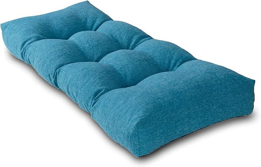 Bench Cushion 48 Inch - Polyester Brushed, High-Density Foam, Non-Slip Bottom, Soft Durable Indoor Tufted Long Seat Cushion for Window Garden Furniture (Cerulean, 48x16x4 Inch)