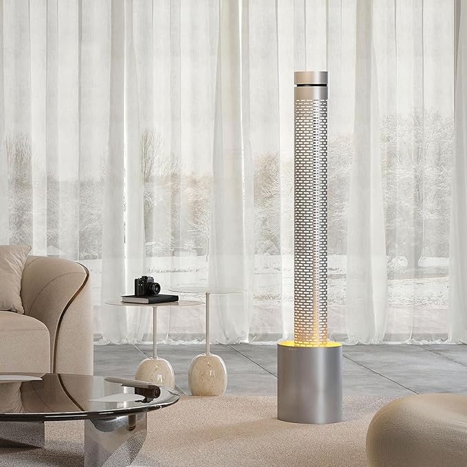 59.8" Modern Water Fountain Indoor, Minimalist Metal Waterfall Fountain with LED Light, Aesthetic Luxury Water Feature, Romantic Decor for Office & Home