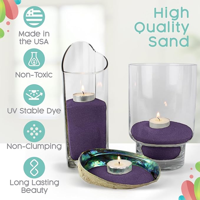 Royal Purple Unity Sand -1.5 LB (22 oz), Colored Sand for Weddings, Vase Filler, Home Décor, Crafts, Terrariums, and More