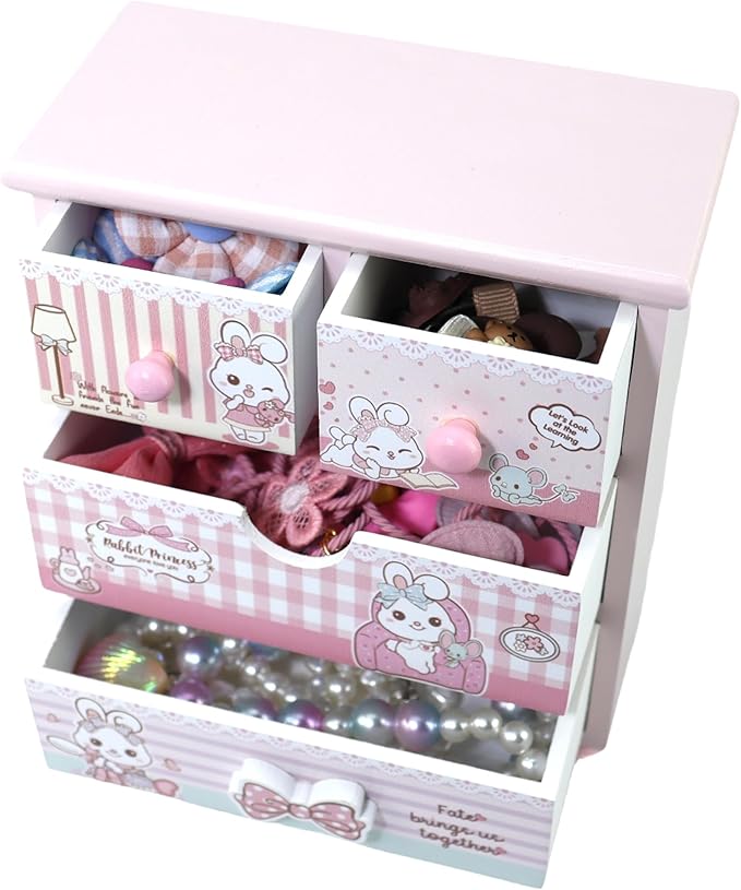 Children Jewelry Box for girls Pink Cute bunny girls jewelry box Little girl birthday christmas Gift kids jewelry box Organizer