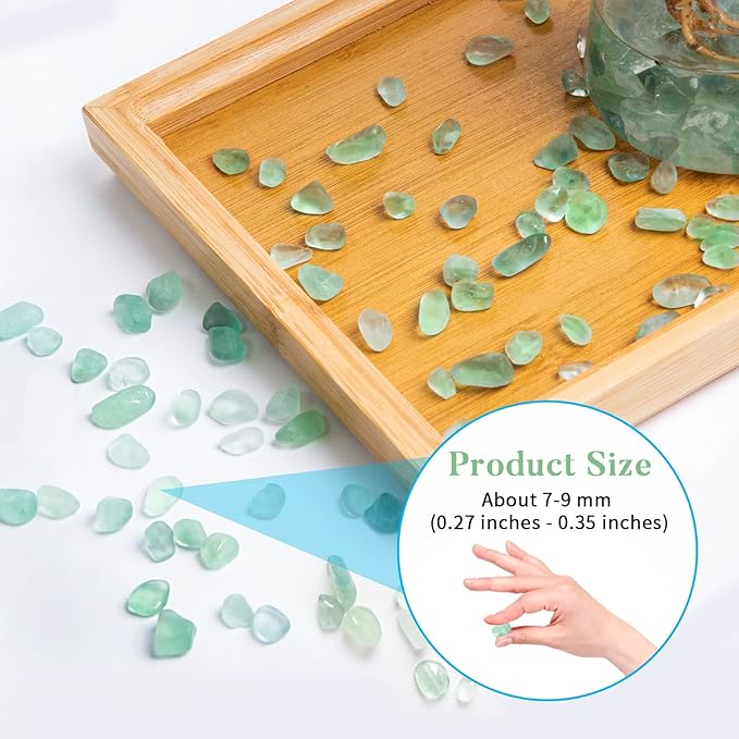 QICQDRAM Natural Green Flourite Crystals Bulk 0.9 Lb/405g Small Tumbled Chips Crystal Stone Decorative Pebbles for Home Decoration & Fish Turtle Tank, Vase Filler, Plants Decor