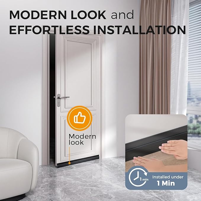 GroTheory 4 Pack Under Door Draft Stopper, Home Improvement, Weather Stripping Door Seal, Bottom of Door Sweep, Garage Window Blocker Noise Dust Insulation Draft Guard, 39" L, Black