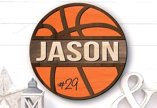 Personalized Basketball Wooden Sign - Basketball Name Sign - Gifts for Basketball Lovers - Basketball Door Hanger - Bedroom Decor - Basketball Sign Decorations - Signs for Kids Room