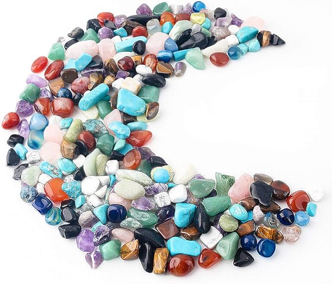 JOHOUSE Quartz Crystals, Crushed Chips Tumbled Polished Stone Beads Irregular Shaped Succulent Rocks for Plants Indoor Betta Fish Tank Gravel Vase Filler Crafts About 1lb(450g),10 Different Kinds