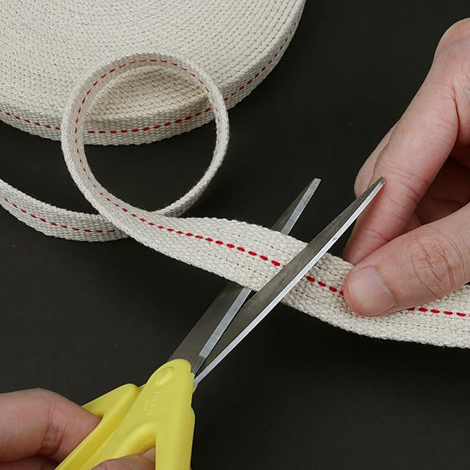 SWATOM Oil Lamp Wicks 33 Feet Roll 3/4 inch Oil Wick for Lamps Cotton Lantern Kerosene Wick Replacement with Genuine Red Stitch