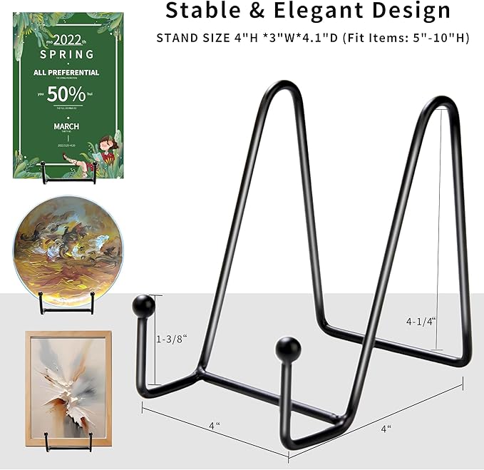 18 pcs 4.5in Plate Stands for Display,Metal Plate Holders Display Stands Can Be Used for Picture Stand,Book Stands for Display,Plate Display Stands,Easel,Photo Frame Stands,Plaque Stands,Desktop Stand