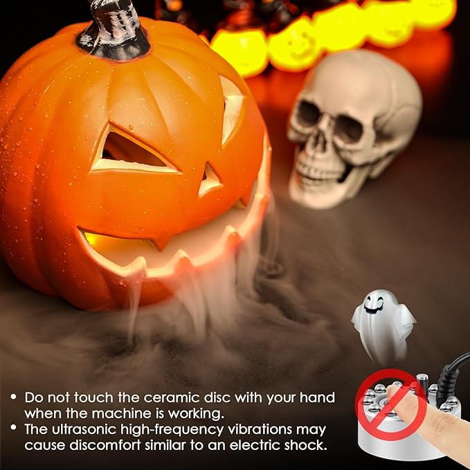 Mxmoonant 350ml/H Ultrasonic Mist Maker Fogger Metal 12 LED Lights Mister with Removable Splash Guard & Ceramic Discs for Water Fountain Pond Pot Rockery Sink