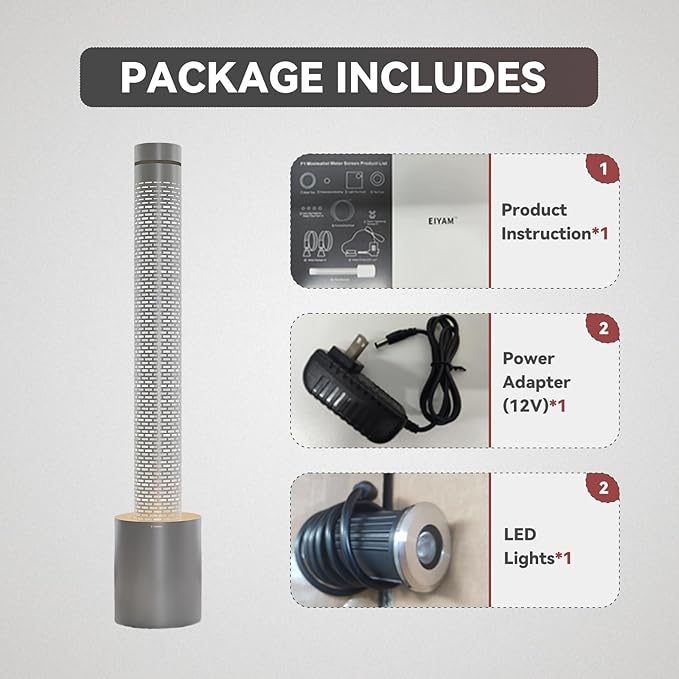 59.8" Modern Water Fountain Indoor, Minimalist Metal Waterfall Fountain with LED Light, Aesthetic Luxury Water Feature, Romantic Decor for Office & Home