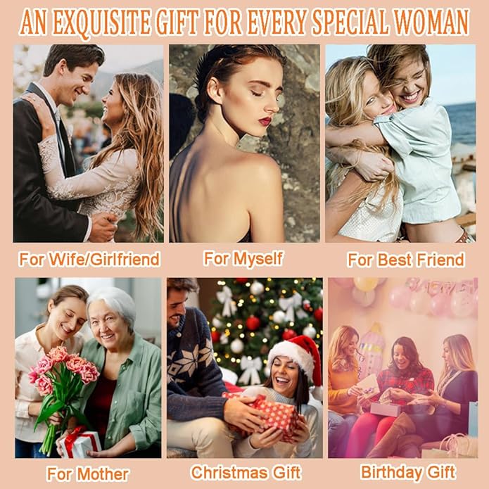 Flower Gift Baskets for Women, with Heart Necklace, Link Bracelet, Cherry Pendant, Reed Diffuser Set Birthday Gifts for Her Mom Wife Girlfriend on Valentines Mothers Day Christmas Anniversary