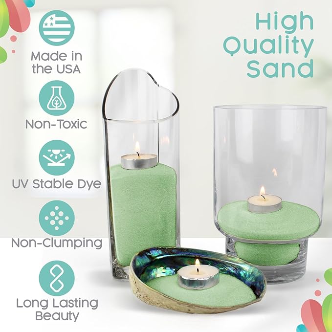 Mint Green Unity Sand -1.5 LB (22 oz), Mint Colored Sand for Weddings, Vase Filler, Home Décor, Craft Sand, Aquarium Sand, and More