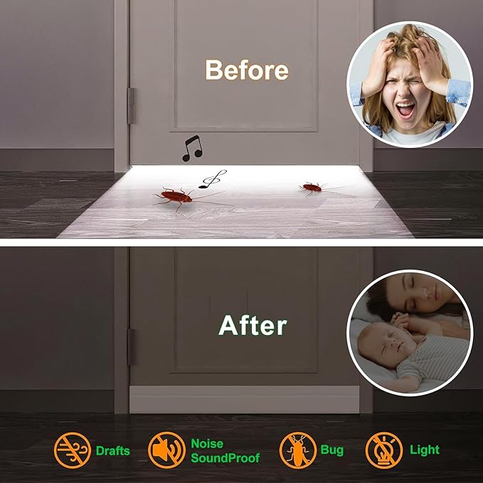 Suptikes 2 Pack Door Draft Stopper，Door Sweep for Exterior & Interior Doors,Door Bottom Seal Dust and Noise Insulation Weather Stripping Draft Guard Insulator, 1.8" W x 37" L,White