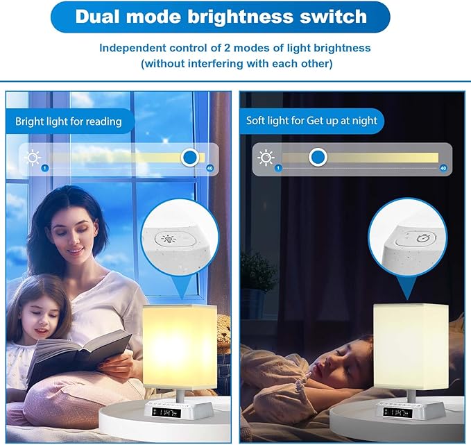 Wake up Light Alarm Clock Sunrise Alarm Clock lamp Sound and Light Awakening Bioclock Adjustment LED lamp Built-in White Noise APP Control Bedside Table Lamp for bedrooms