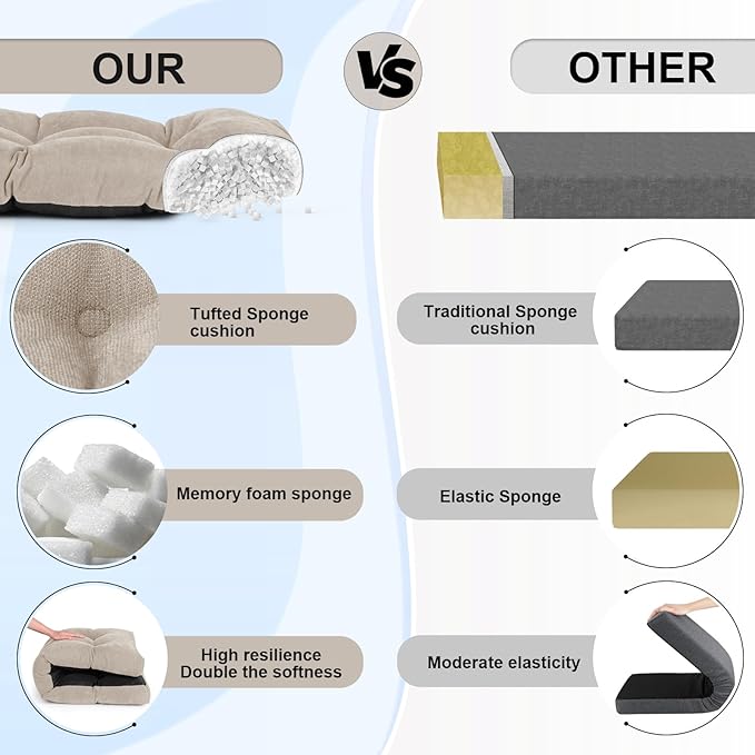 Bench Cushion 42 Inch - Chenille, High-Density Memory Foam, Non-Slip Bottom, Soft Durable Indoor Tufted Long Seat Cushion for Window Garden Furniture (Oyster White, 42x16x4 Inch)