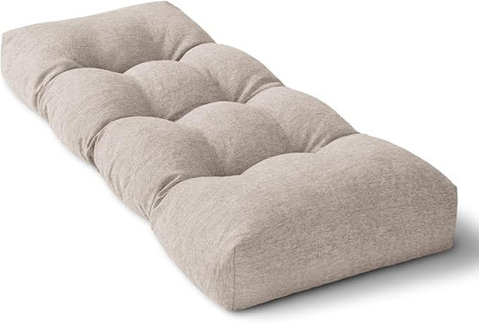 Bench Cushion 42 Inch - Polyester Brushed, High-Density Foam, Non-Slip Bottom, Soft Durable Indoor Tufted Long Seat Cushion for Window Garden Furniture (Beige Grey, 42x16x4 Inch)