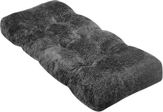 Bench Cushion 45 Inch - Luxury Chenille, High-Density Memory Foam, Non-Slip Bottom, Soft Durable Indoor Tufted Long Seat Cushion for Window Garden Furniture (Dark Gray, 45x18x4 Inch)