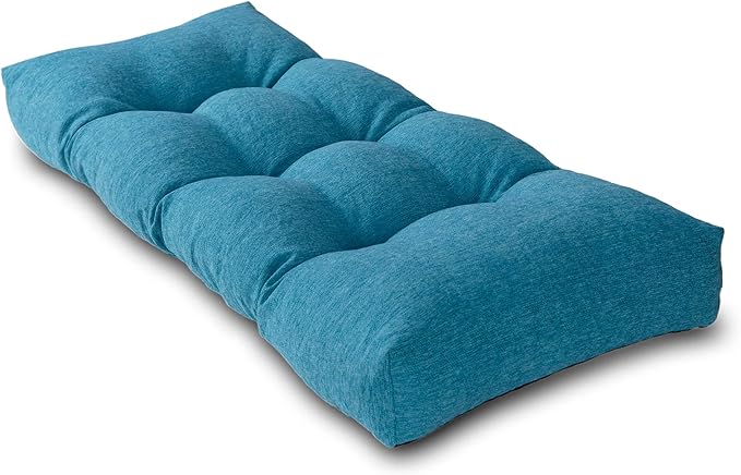 Bench Cushion 45 Inch - Polyester Brushed, High-Density Foam, Non-Slip Bottom, Soft Durable Indoor Tufted Long Seat Cushion for Window Garden Furniture (Cerulean, 45x18x4 Inch)