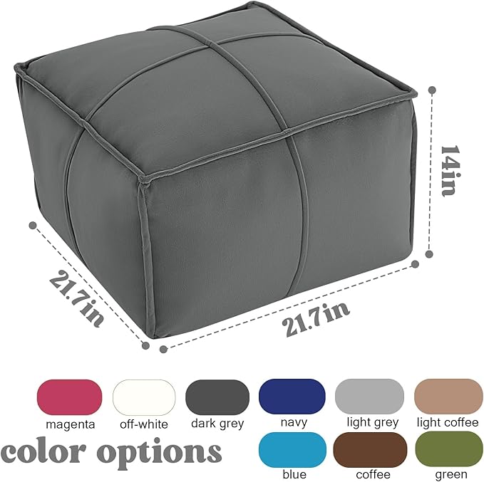 MeMoreCool Stuffed Round Pouf Ottoman Foot Rest, Floor Pouf Foot Stool with Soft Foam Chunk Filling, Small Round Ottoman Footstool Circle Footrest for Living Room