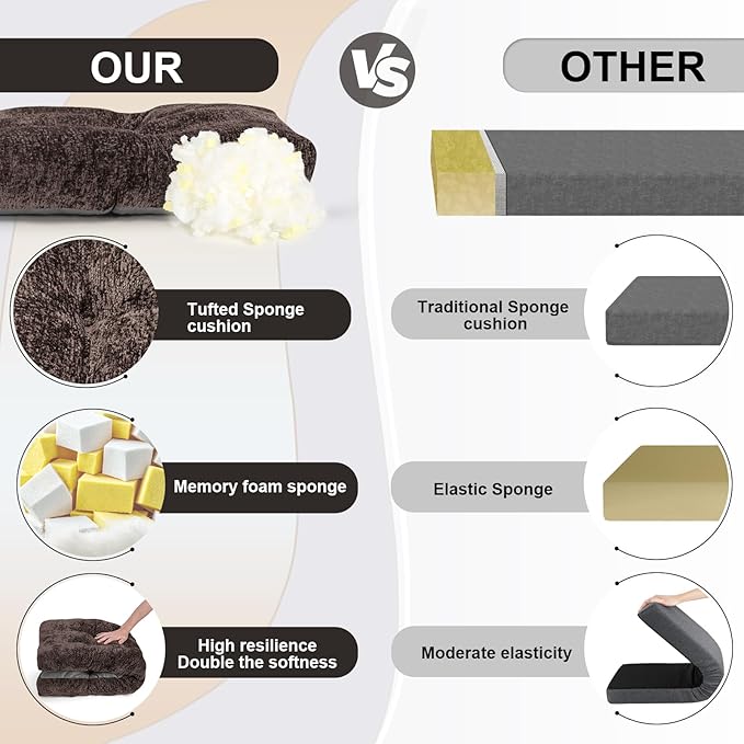 Bench Cushion 45 Inch - Luxury Chenille, High-Density Memory Foam, Non-Slip Bottom, Soft Durable Indoor Tufted Long Seat Cushion for Window Garden Furniture (Brown, 45x18x4 Inch)