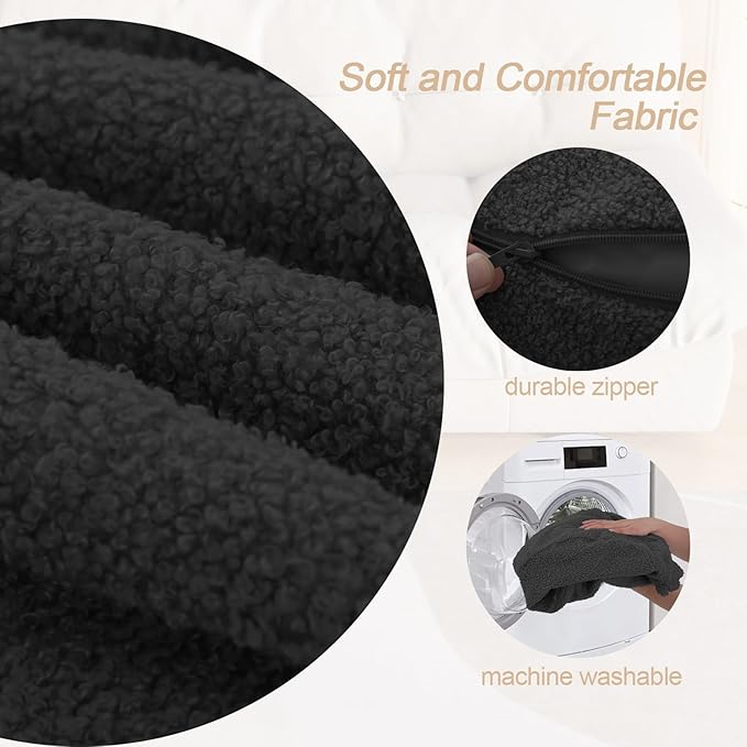 MeMoreCool Stuffed Round Pouf Ottoman Foot Rest, Floor Pouf Foot Stool with Soft Foam Chunk Filling, Small Round Ottoman Footstool Circle Footrest for Living Room, Dark Grey