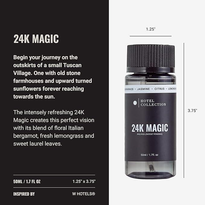 Hotel Collection Diffuser Oil-24K Magic Pro-Pod-Aromatherapy Essential Fragrance Oil-Italian Bergamot, Lemongrass & Sweet Laurel Leaf-50ML 1.7 Fl oz