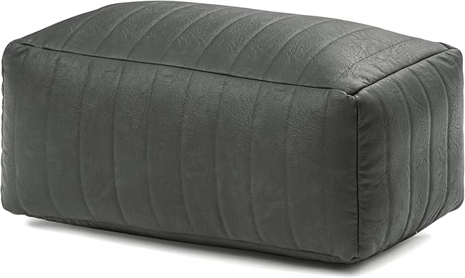 Anji Mountain 100% Handmade & Handcrafted Comfortable Home Décor Pouf Ottoman Footrest for Living Room, Bedroom, Nursery, Kidsroom, Patio Furniture - (22" x 12" x 10" - Gray)