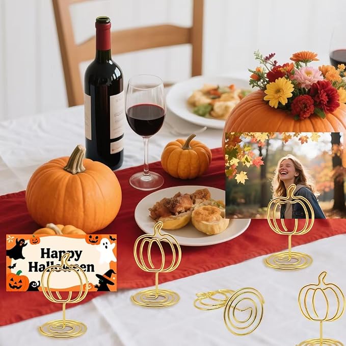 30 Pcs Picture Display,2 Inch Gold Photo Holders,Gold picture Holders for Tables,Table Number Holders，Party supplies for autumn harvest festivals, Halloween, Thanksgiving,Fall Decorations (Style 1)