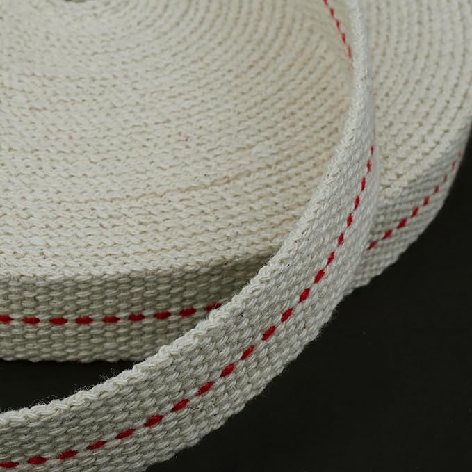 SWATOM Oil Lamp Wicks 33 Feet Roll 3/4 inch Oil Wick for Lamps Cotton Lantern Kerosene Wick Replacement with Genuine Red Stitch