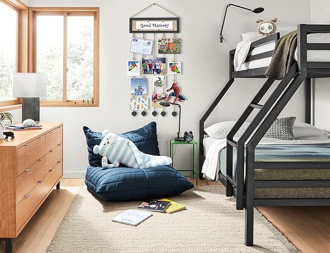 Bikoney Picture Frames Collage Wall Decor Hanging Photo Display Multi Pictures Organizer with Wood Bulletin Board Photo Board 30 Clips and 6 Pushpins for Home and Dorm Room Decor (Black)