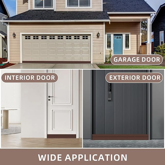 Under Door Draft Stopper,Door Sweep for Bottom of Doors,Adjustable Weather Stripping Door Seal,Soundproofing Under Gap Filler Bottom Exterior Interior Insulation Block Energy Saving (78", Brown)