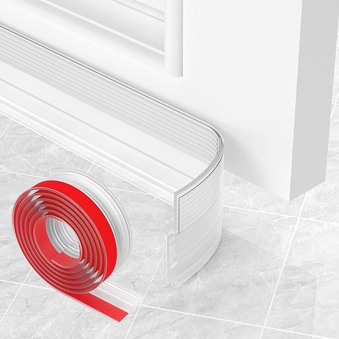 Under Door Draft Stopper,Door Sweep for Bottom of Doors,Adjustable Weather Stripping Door Seal,Soundproofing Gap Filler Bottom Exterior Interior Insulation Block Energy Saving (78",Transparent)
