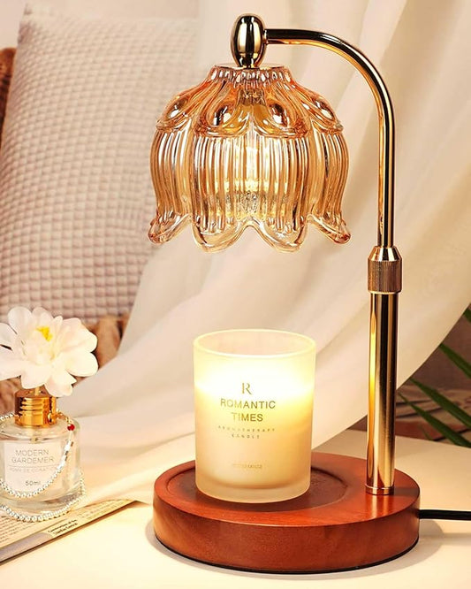 Candle Warmer Lamp with Timer Dimmable, Height Adjustable, Birthday Gifts for Women Mom, Suitable for New Home Decoration, Christmas Gift Lotus Flower Candle lamp,With 2 bulbs,Suitable for Jar Candles