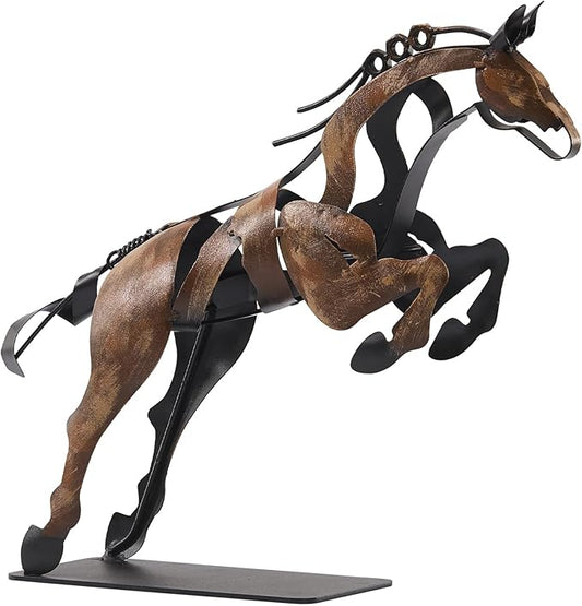 Horse Statue, Unique Metal Art Handmade Sculpture for Home Decor, Rustic Decor, Gifts for Horse Lovers (Vintage Brown)