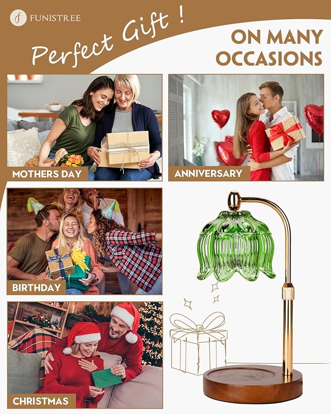 Candle Warmer Lamp with Timer Dimmable, Adjustable Height, Birthday Gifts for Women Mom, House Warming Gifts New Home Room Decor, Christmas Gifts,Wax Warmer Lamp for Jar Candles with 2 Bulbs