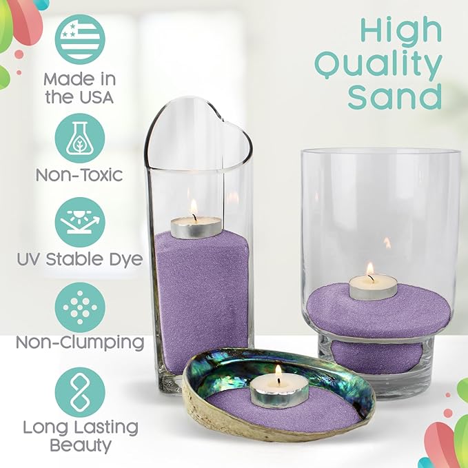 Sandsational Sparkle Wisteria Purple Unity Sand, 1 LB (16 oz), Colored Sand for Weddings, Vase Filler, Home Décor, Crafts, and More