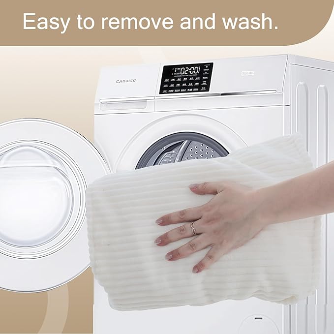 MeMoreCool Square Stuffed Pouf Ottoman Foot Rest, Corduroy Floor Pouf Foot Stool with Foam Chunk Filling, Soft Stuffed Ottoman Footrest for Living Room, Beige